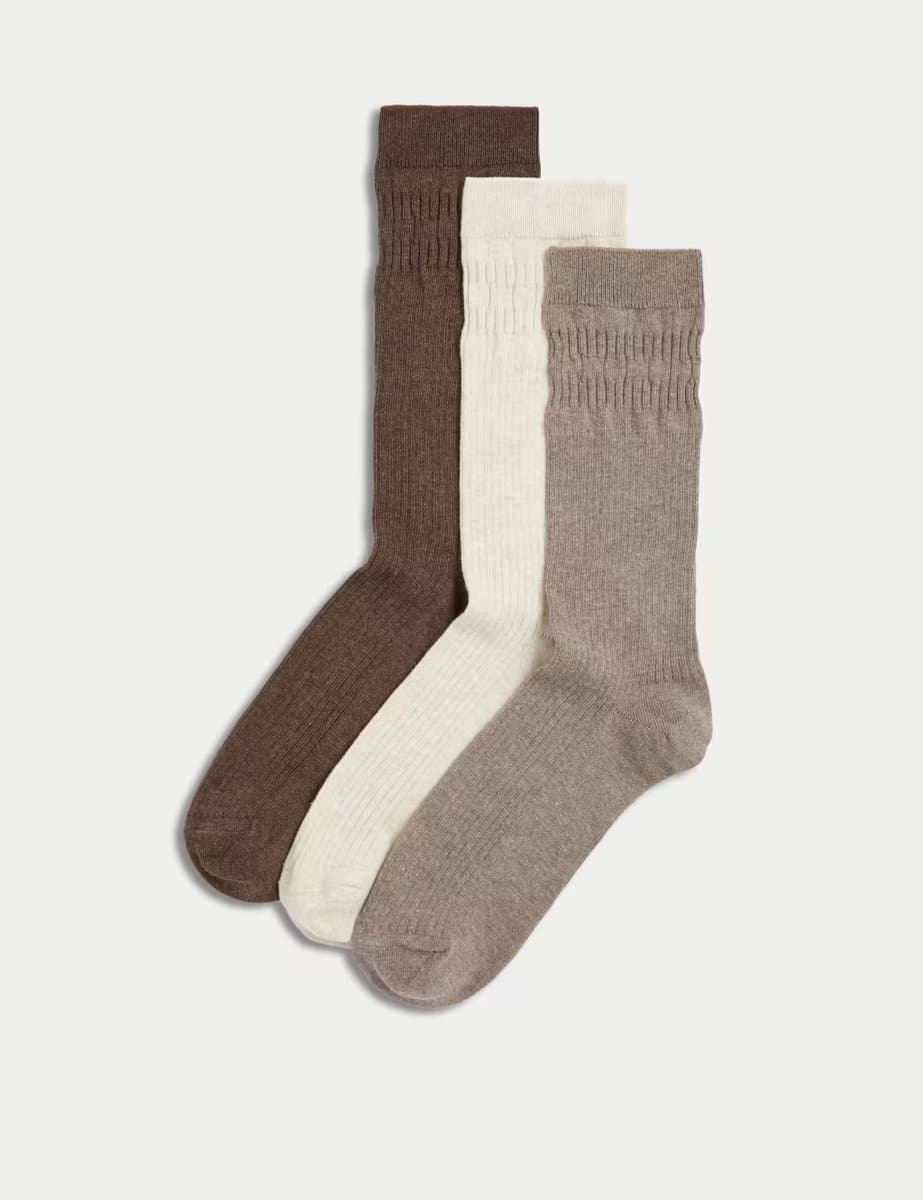 Marks & Spencer M&S Dark Brown Mix Gentle Grip Cool & Fresh Socks