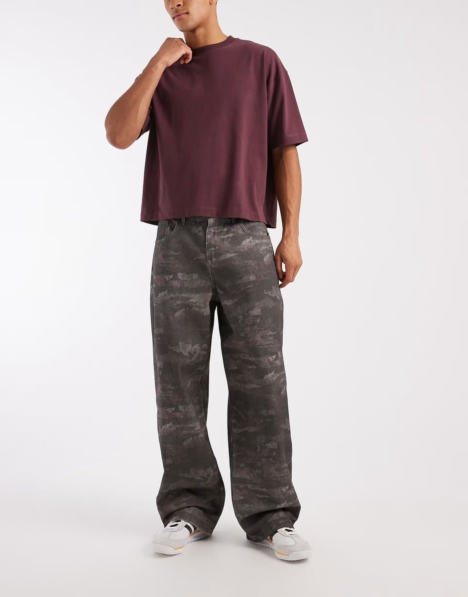 ASOS ASOS DESIGN baggy trousers in camo print