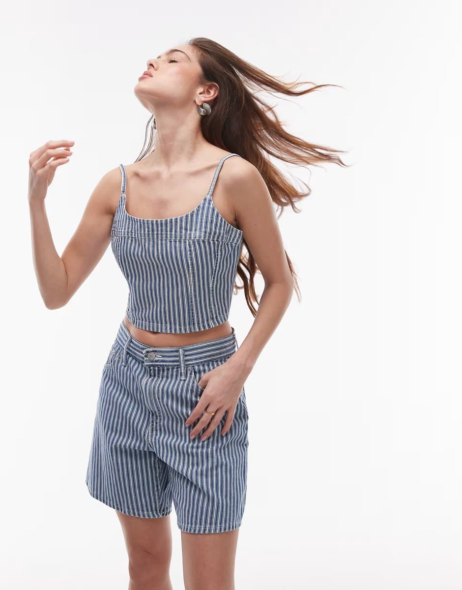 ASOS Levi's denim striped cami top co-ord in blue