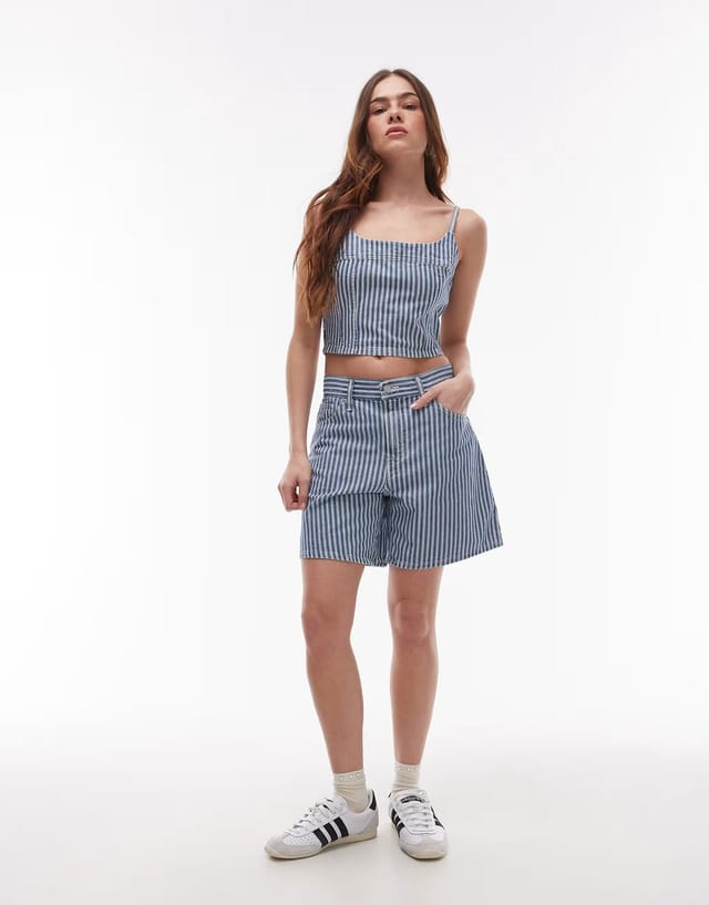 ASOS Levi's denim striped cami top co-ord in blue - 2