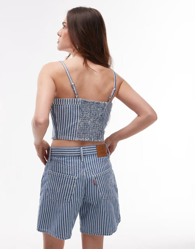 ASOS Levi's denim striped cami top co-ord in blue - 3