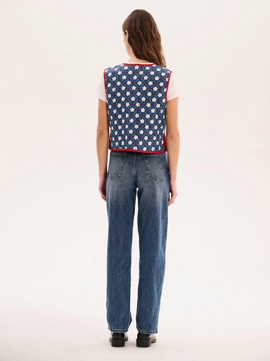 OMNES Jojo Quilted Gilet in Floral Check - 3