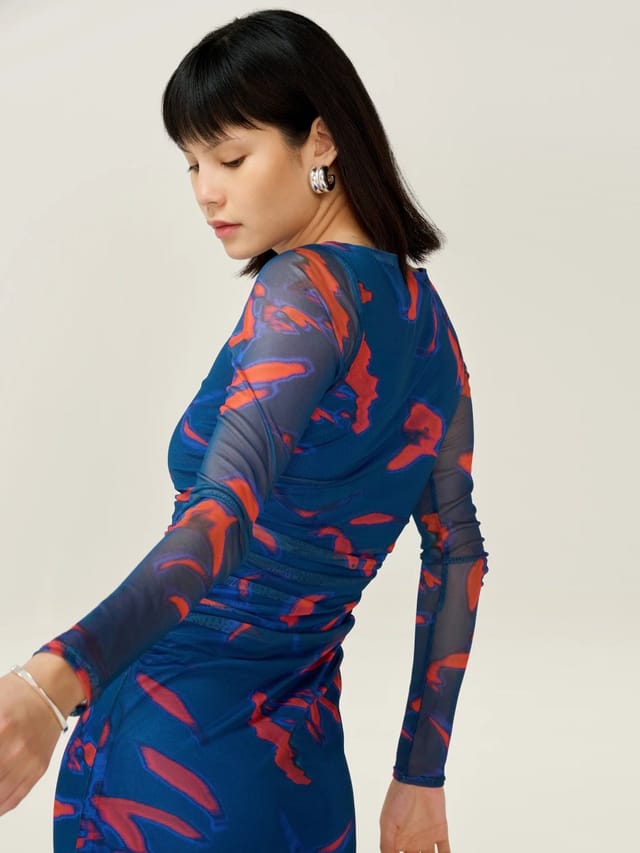 OMNES Hollis Dress in Falling Leaf Print - 3