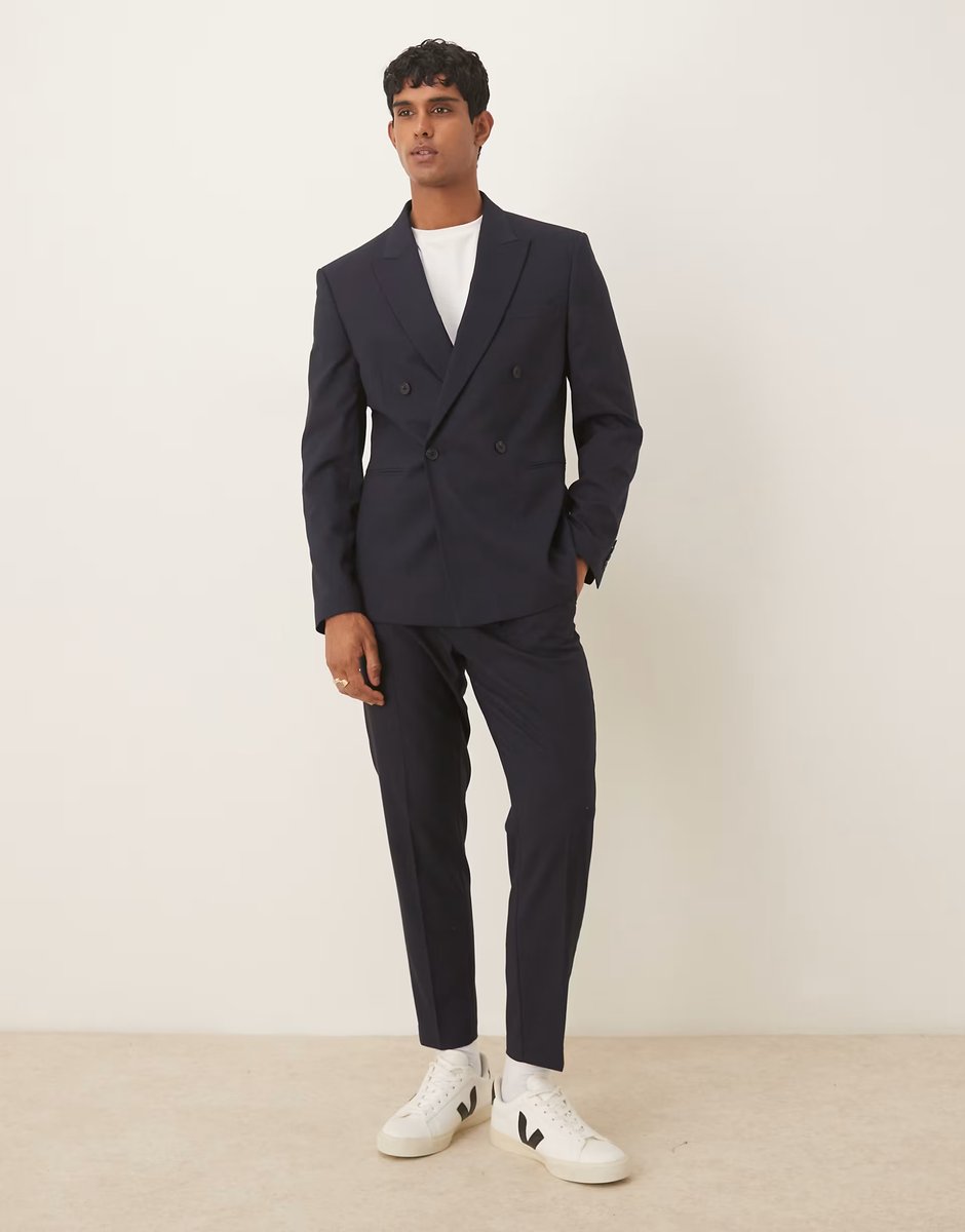 ASOS ASOS DESIGN double breasted slim suit jacket in navy - 2