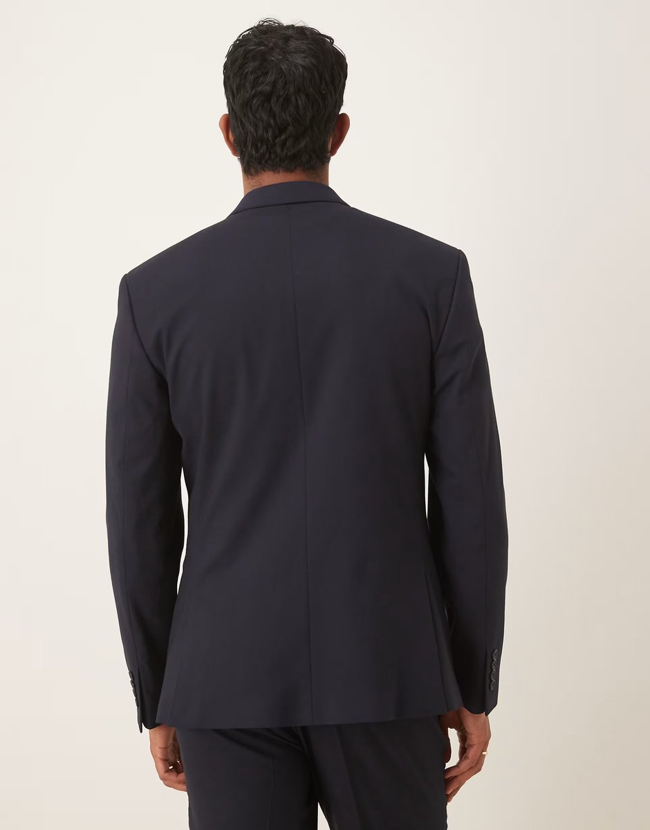 ASOS ASOS DESIGN double breasted slim suit jacket in navy - 3