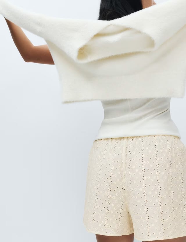 Marks & Spencer M&S Pure Cotton Broderie Pyjama Shorts Yellow - 2