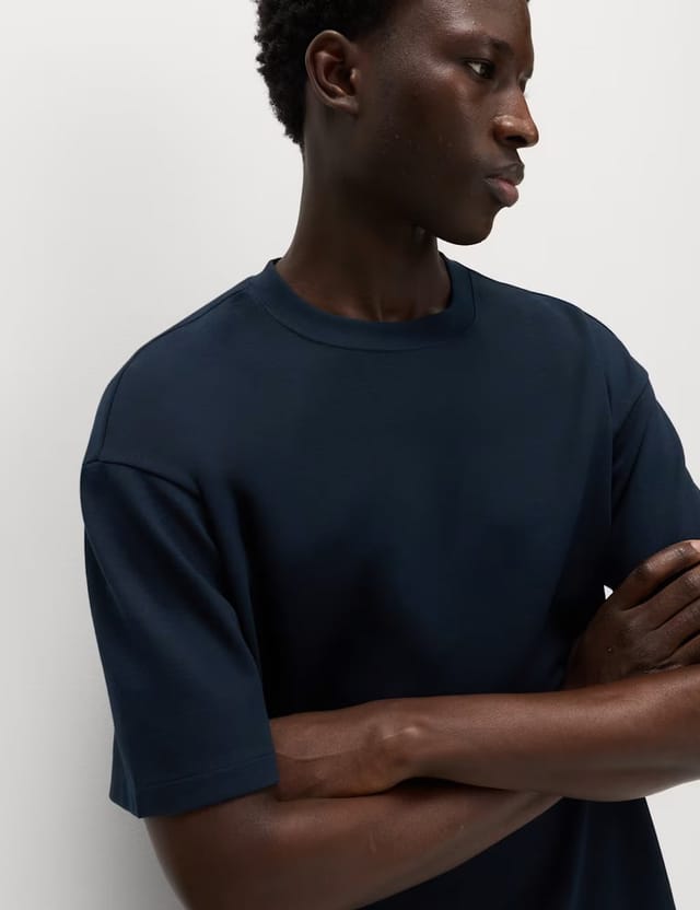 Marks & Spencer M&S The Ultimate Cotton Blend T-Shirt Navy - 2