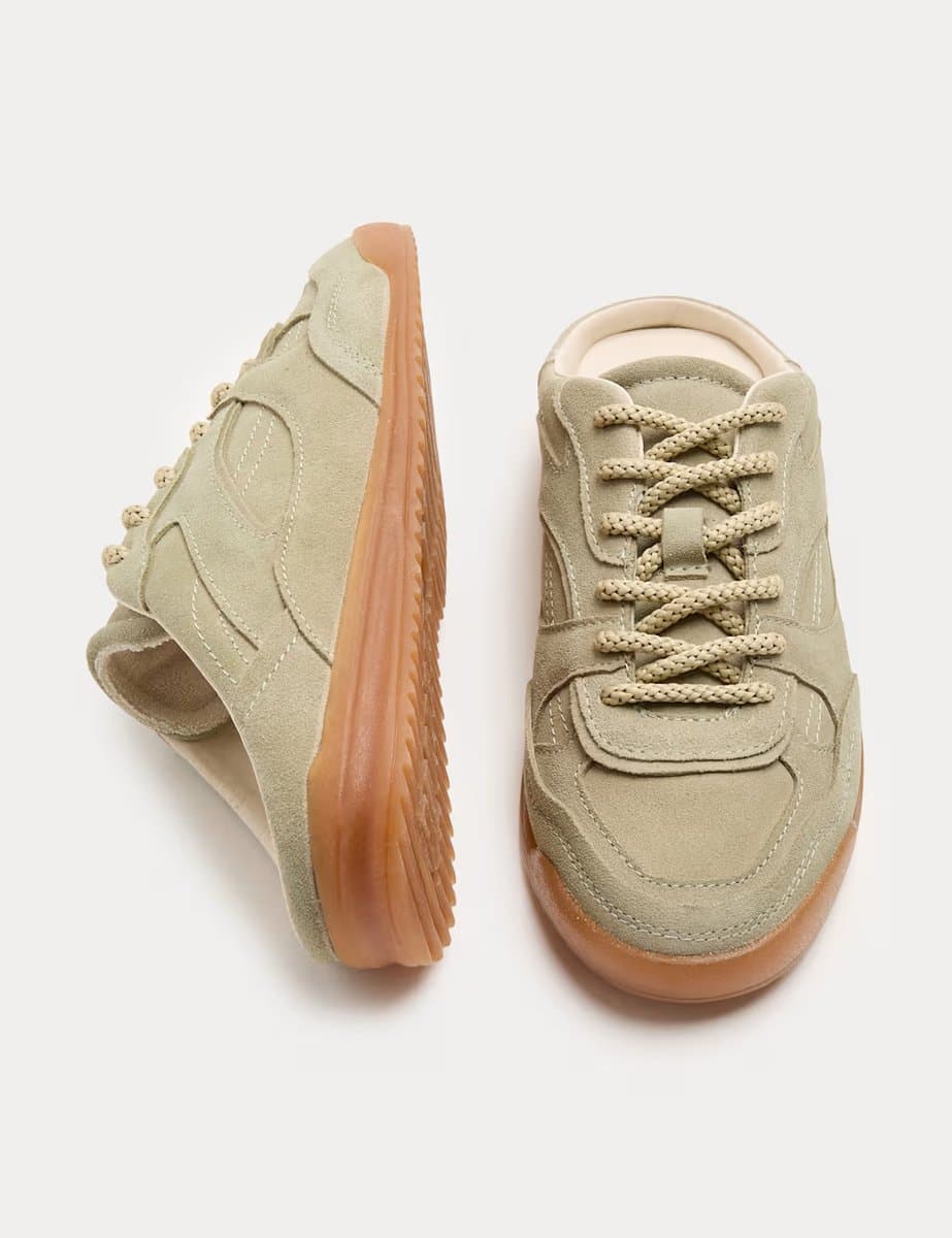 Marks & Spencer M&S Khaki Suede Slip On Mule Trainers