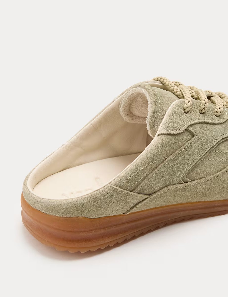 Marks & Spencer M&S Suede Slip On Mule Trainers Khaki - 2