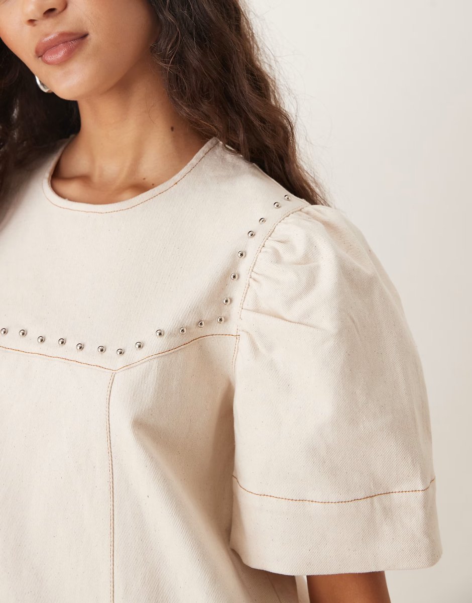 ASOS Ghospell Quincey studded mini dress in ivory - 3