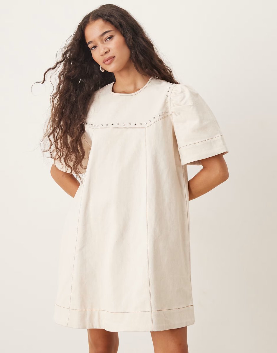 ASOS Ghospell Quincey studded mini dress in ivory - 4