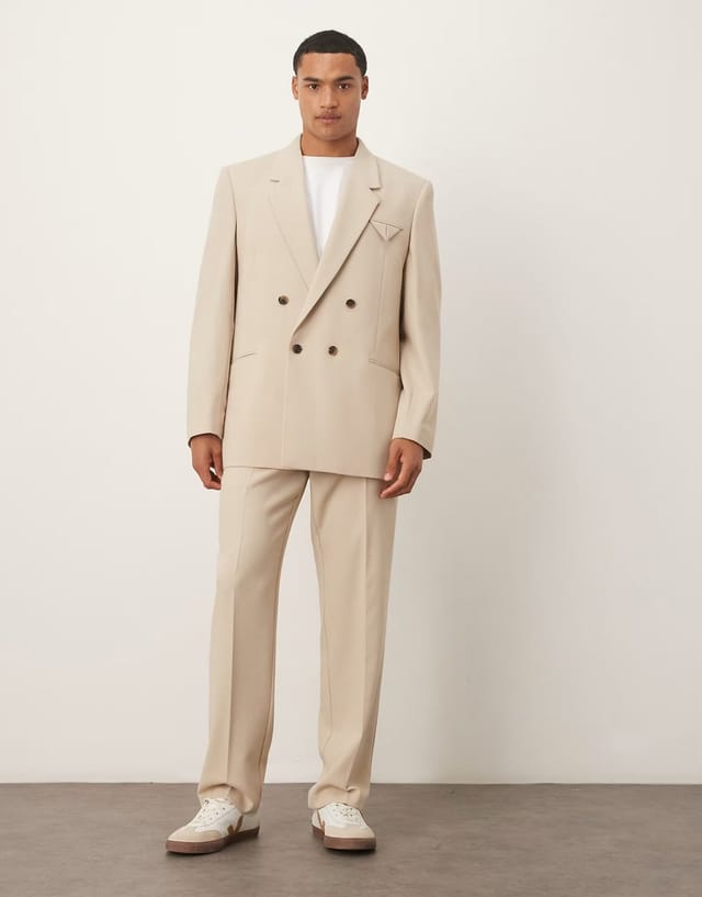ASOS ASOS DESIGN regular suit jacket in stone linen blend - 2
