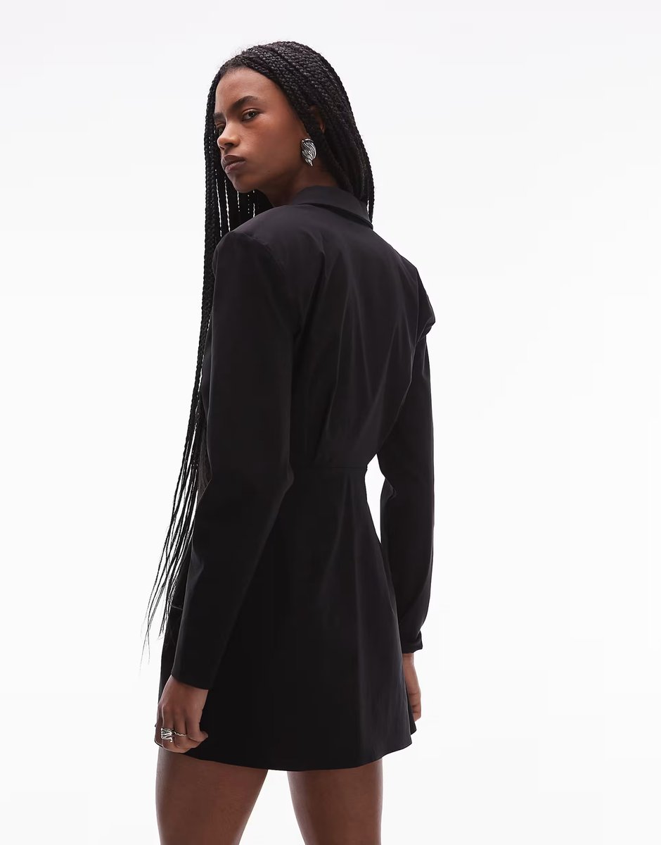 ASOS ASOS DESIGN cinched blazer mini dress in black - 3