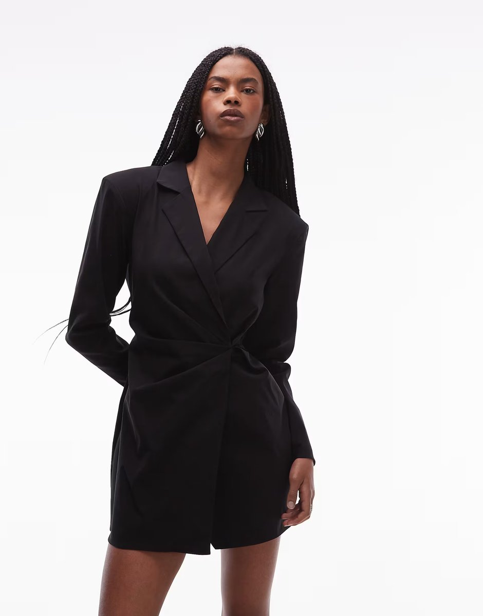ASOS ASOS DESIGN cinched blazer mini dress in black - 4