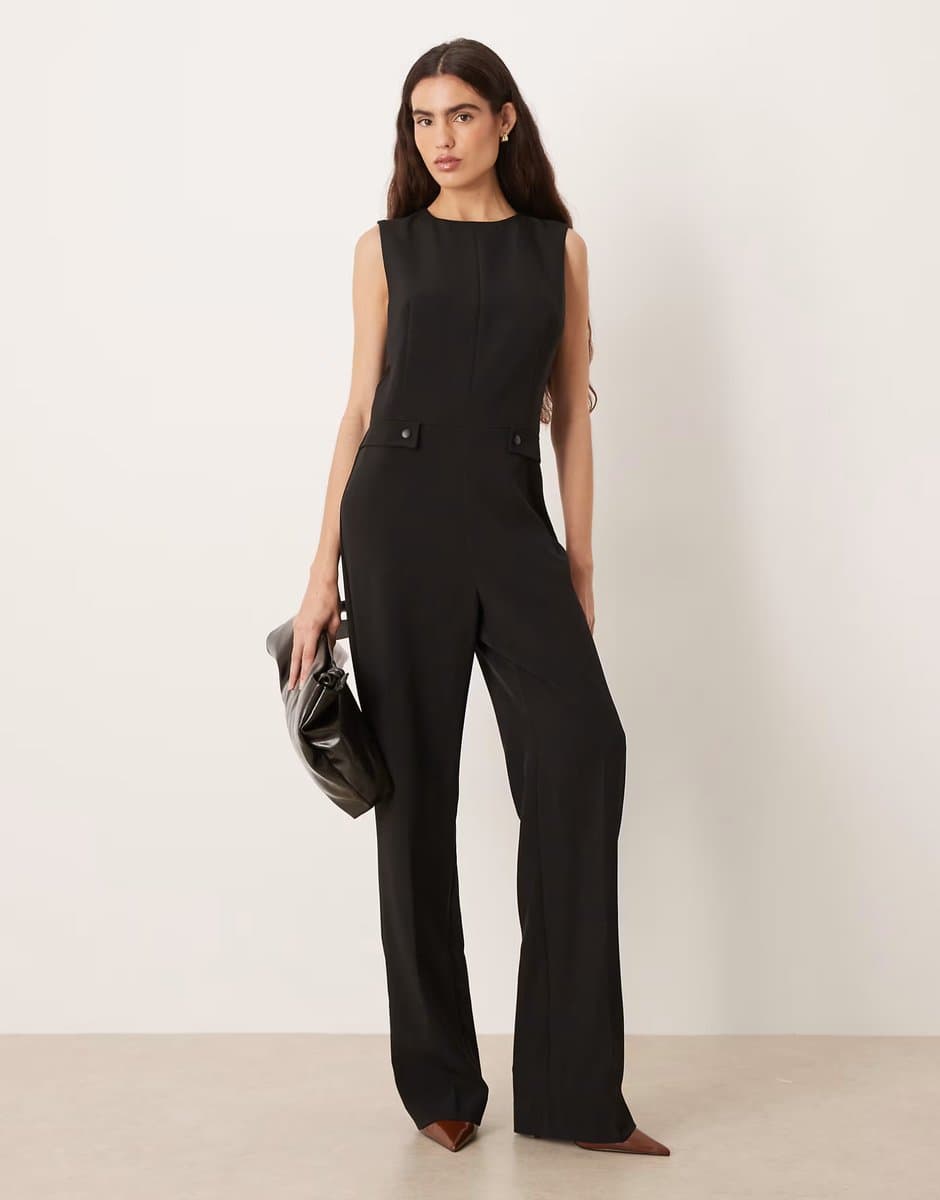 ASOS ASOS Sleeveless Fitted Jumpsuit in Black