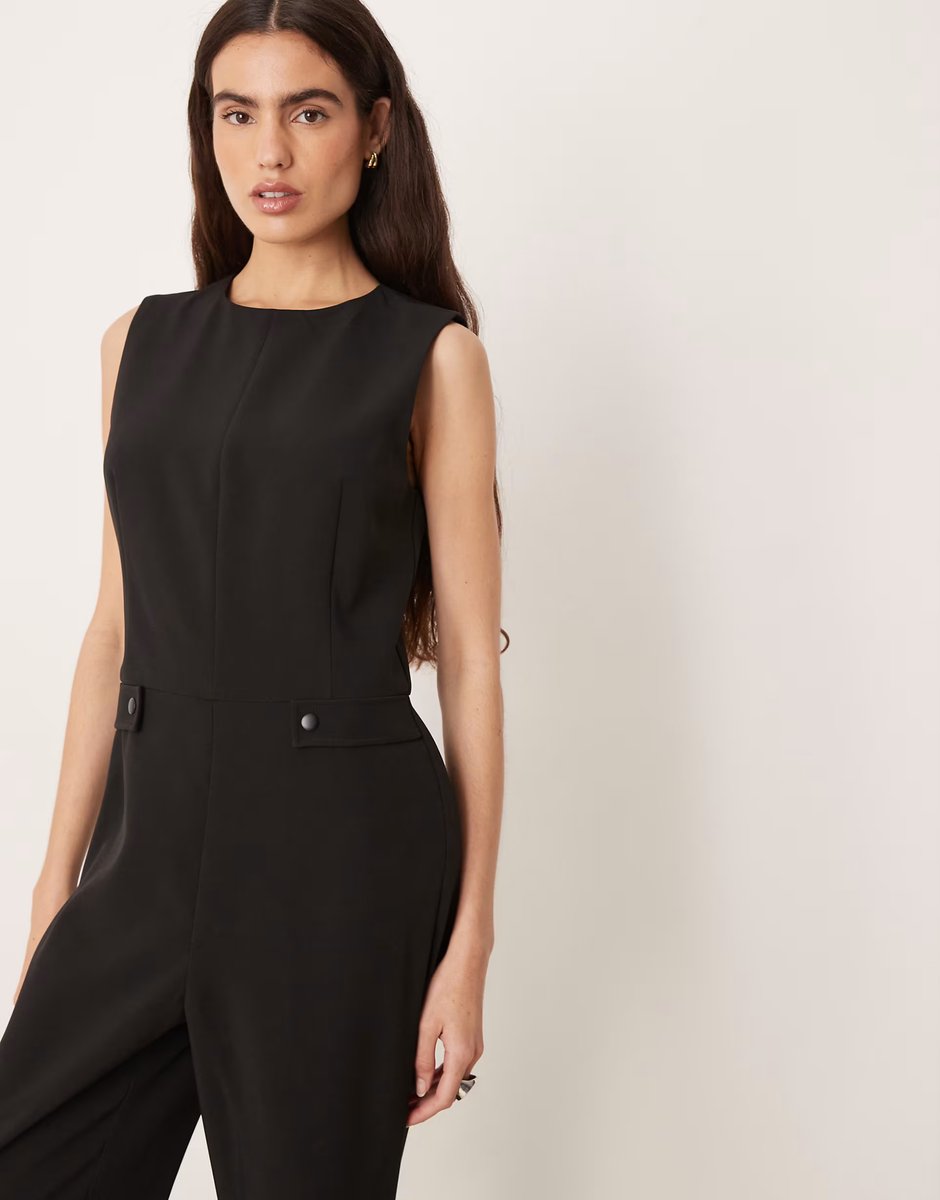 ASOS Mango sleeveless fitted jumpsuit in black - 3