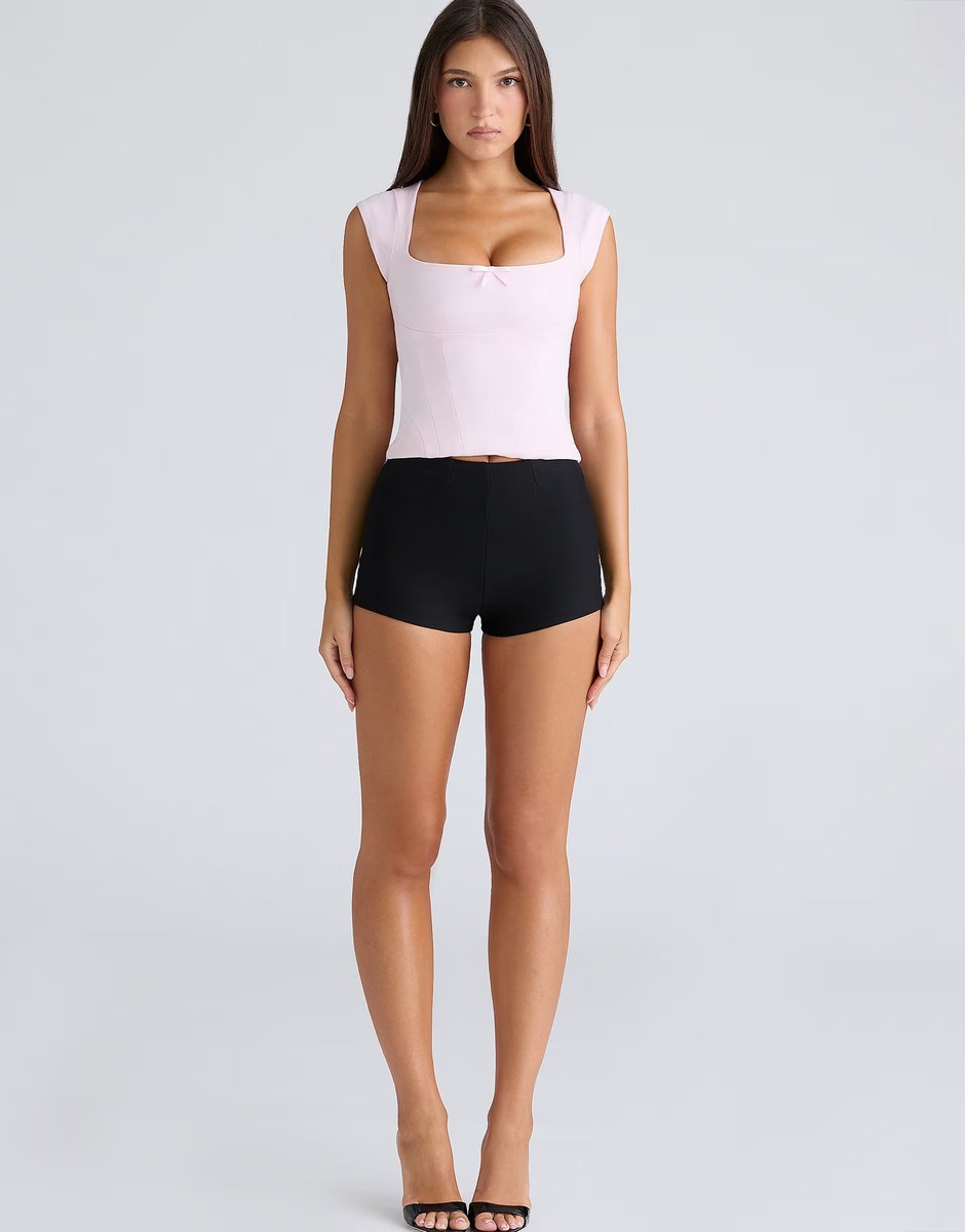 ASOS House of CB The cap sleeve pink corset top in pink - 2