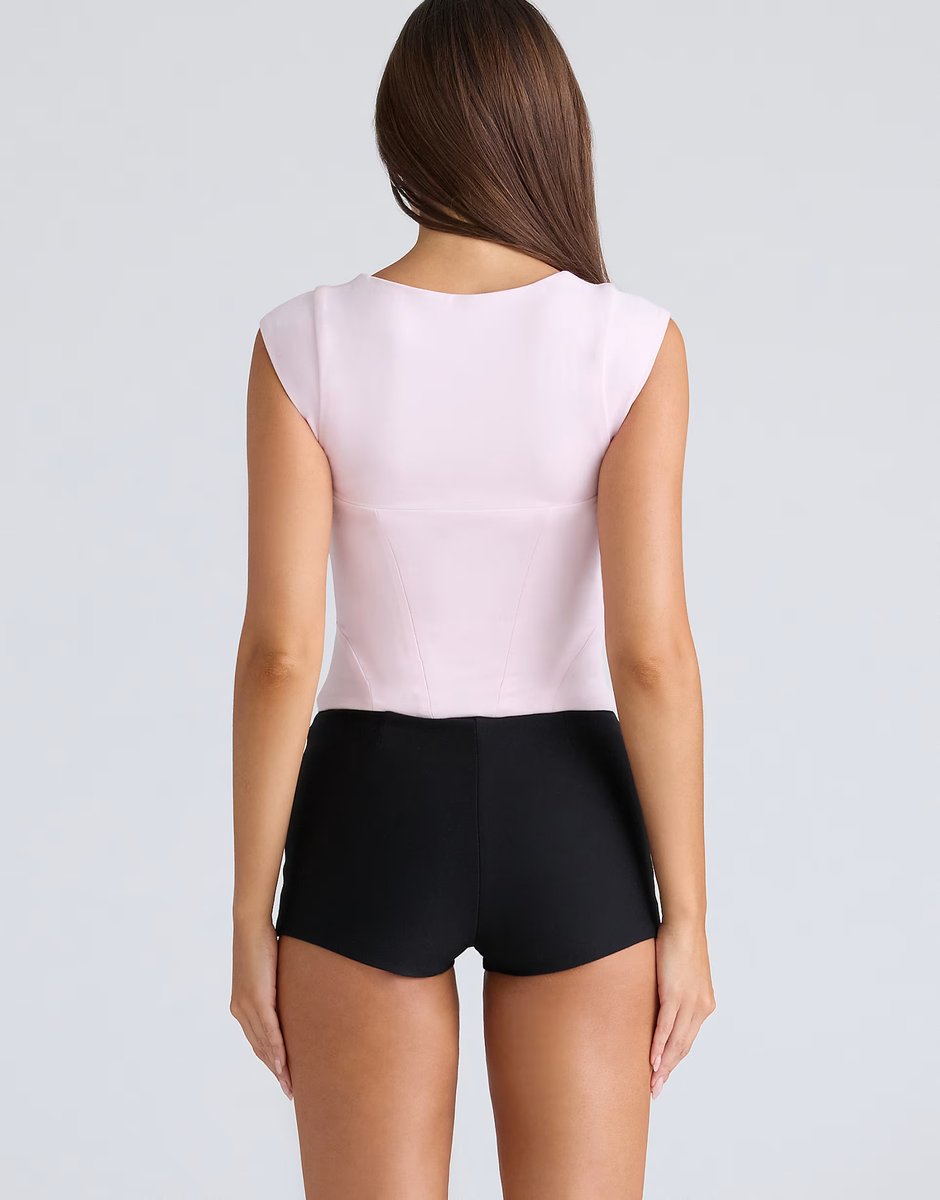ASOS House of CB The cap sleeve pink corset top in pink - 4