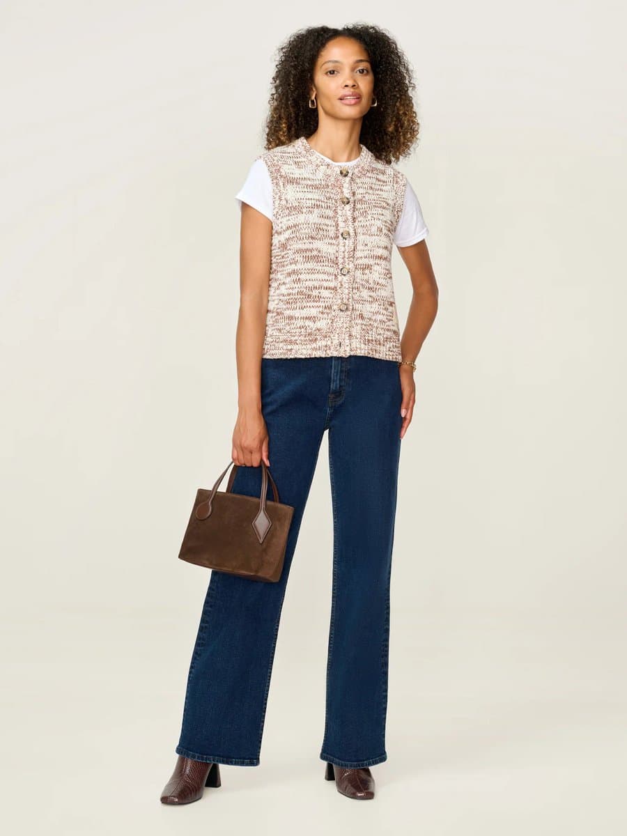 OMNES STUDIO OMNES Matilda Vest in Brown and Cream