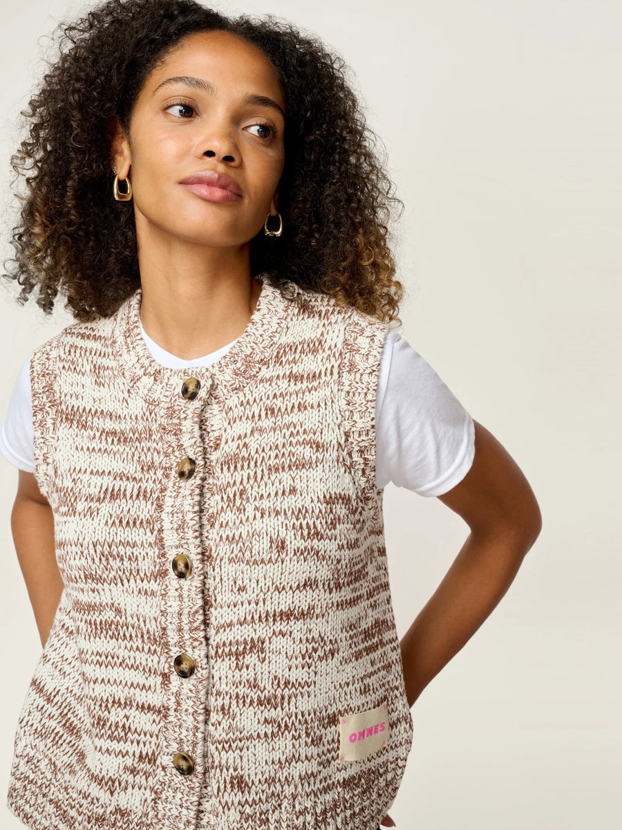 OMNES STUDIO OMNES Matilda Vest in Brown and Cream - 2