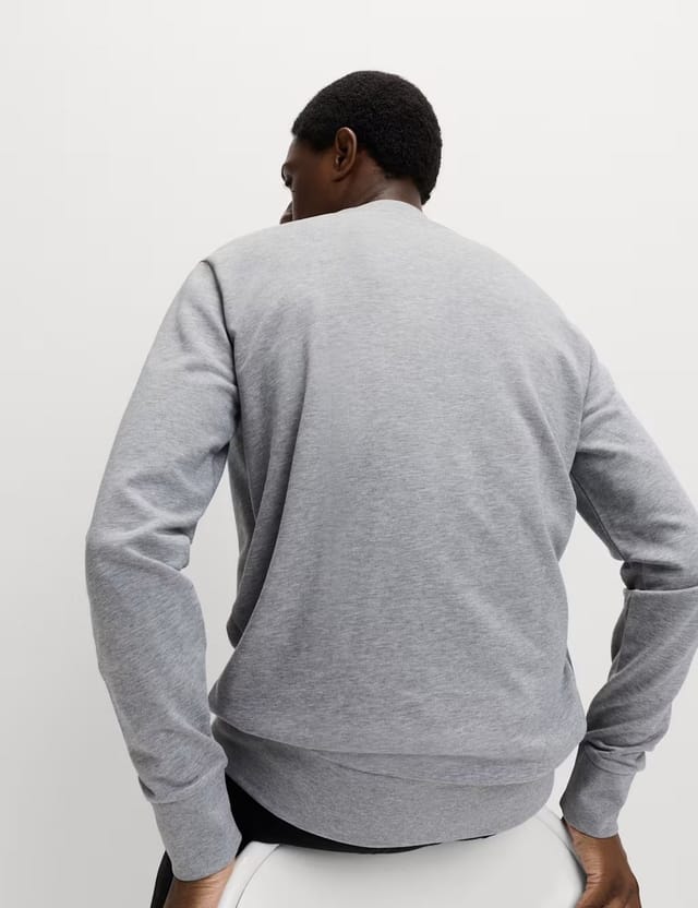 Marks & Spencer M&S Cotton Rich Crew Neck Sweatshirt Grey Marl - 3