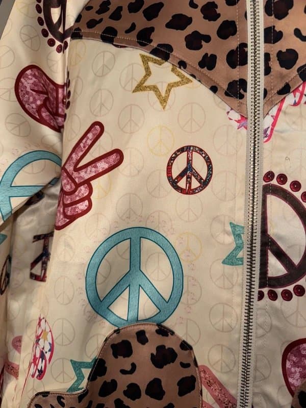 Never Fully Dressed Never Fully Dressed Peace Satin Bomber Size 10 NEW