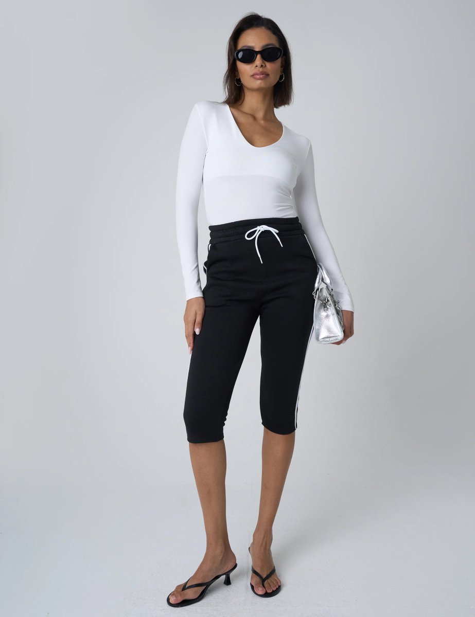 Public Desire V Neck Long Sleeve Bodysuit White - 3