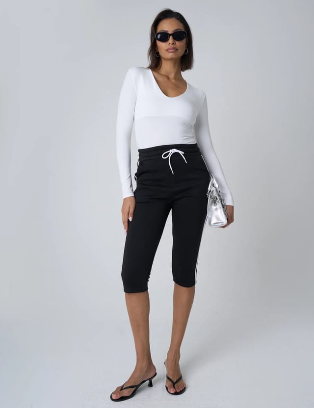 Public Desire V Neck Long Sleeve Bodysuit White - 3