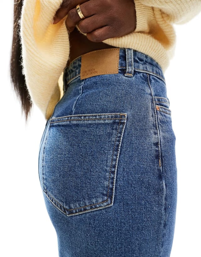 ASOS Vero Moda denim midaxi skirt with front split in medium blue denim - 2