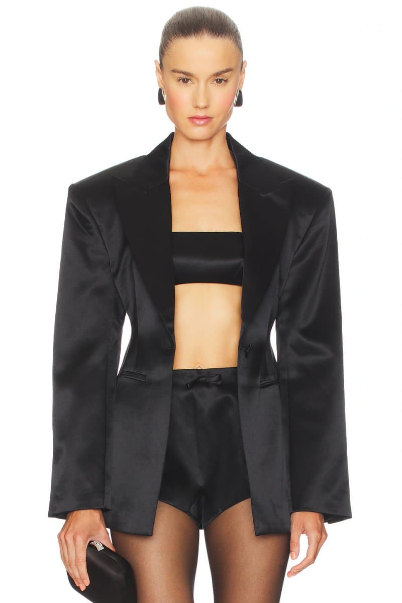 revolve Revolve Courtney Zheng Satin Blazer in Black