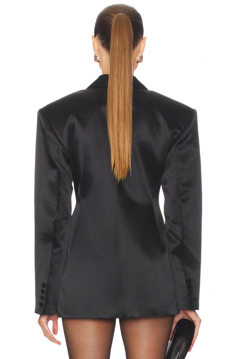 revolve Silk Wool Satin Blazer - 4