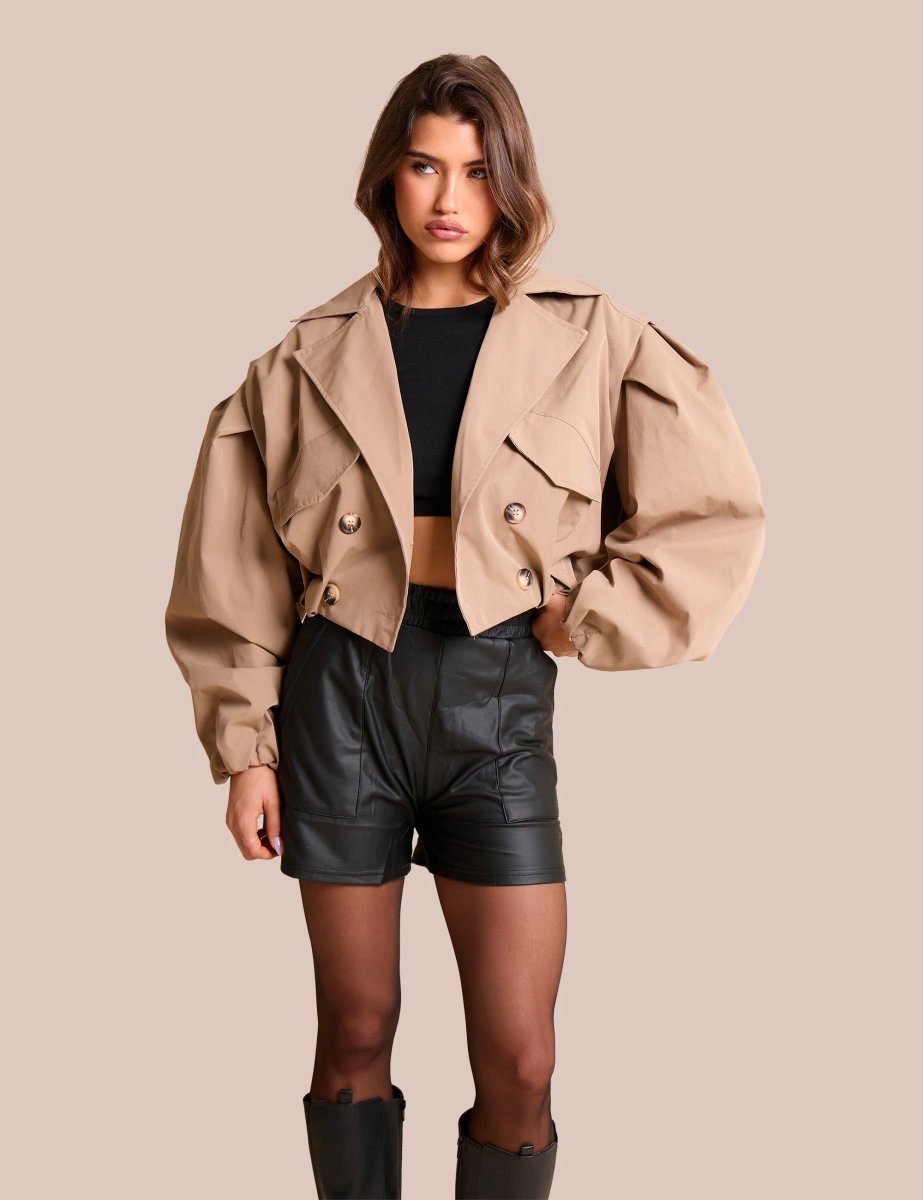 Public Desire High Waist Faux Leather Mini Shorts Black - 3