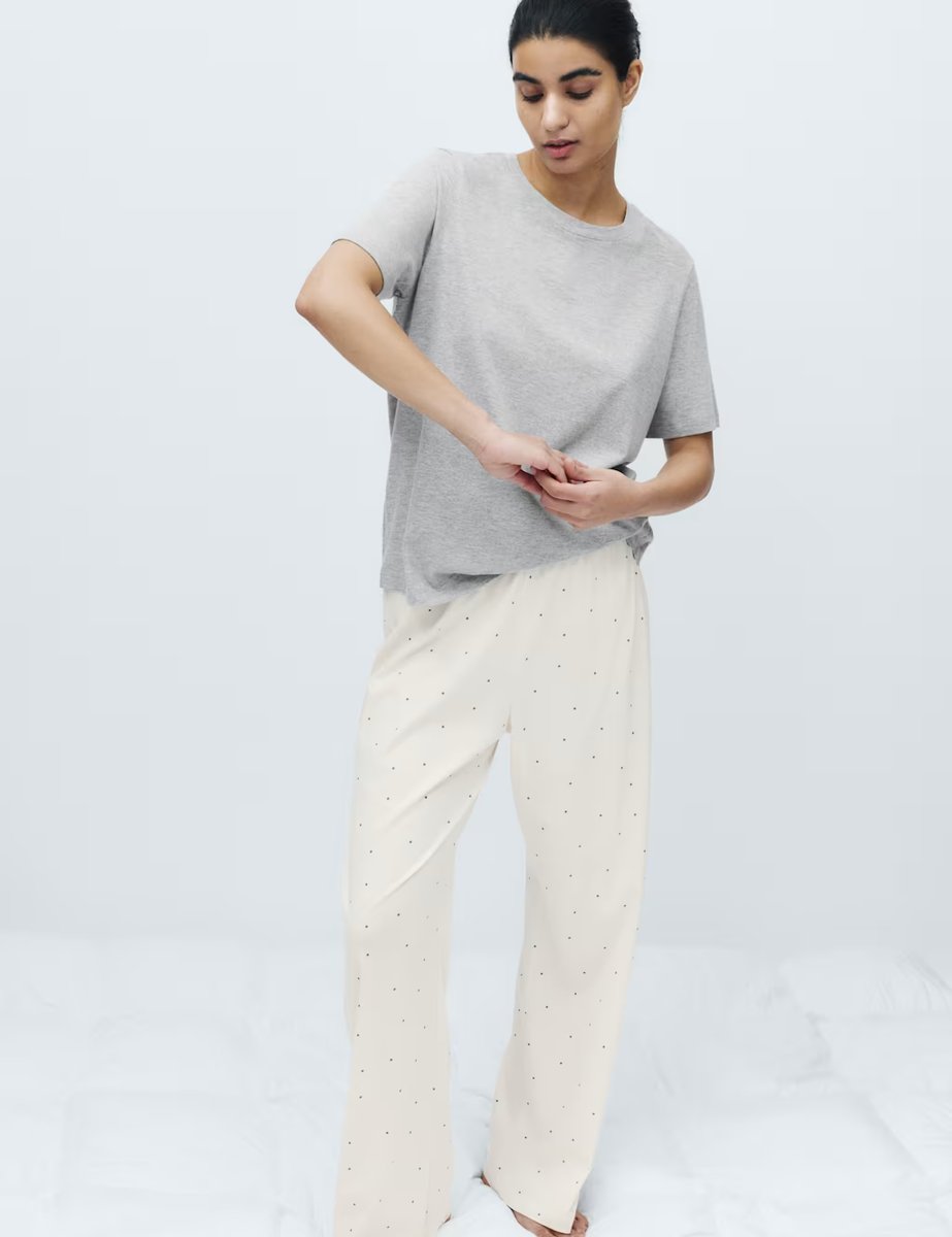 Marks & Spencer M&S Pure Cotton Printed Pyjama Set Grey Marl - 4