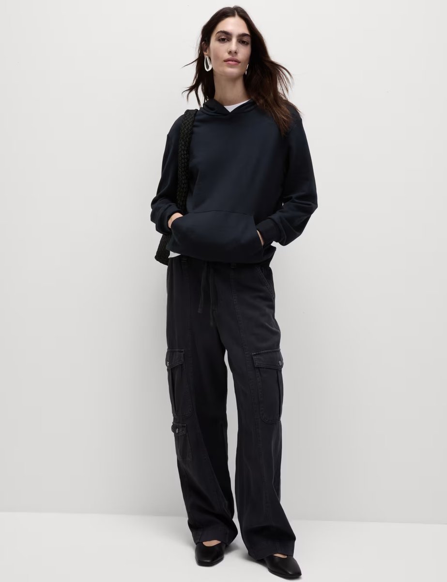 Marks & Spencer M&S Cotton Rich Hoodie Midnight Navy - 1