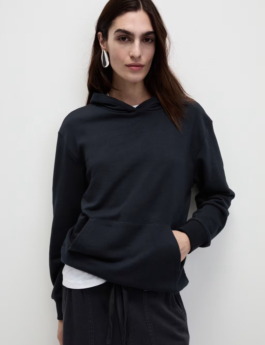 Marks & Spencer M&S Cotton Rich Hoodie Midnight Navy - 3