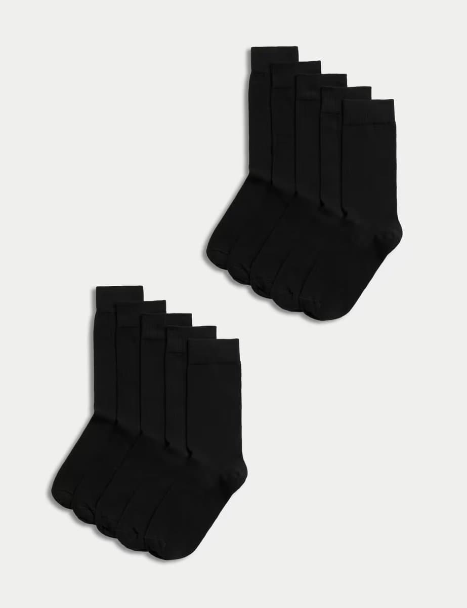 Marks & Spencer M&S 10 Pack Cool & Fresh™ Cotton Rich Socks Black