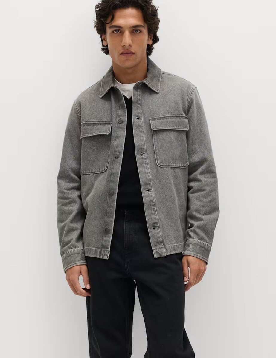 Marks & Spencer M&S Pure Cotton Denim Overshirt Grey
