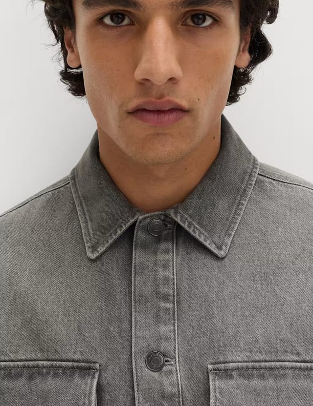 Marks & Spencer M&S Pure Cotton Denim Overshirt Grey - 2
