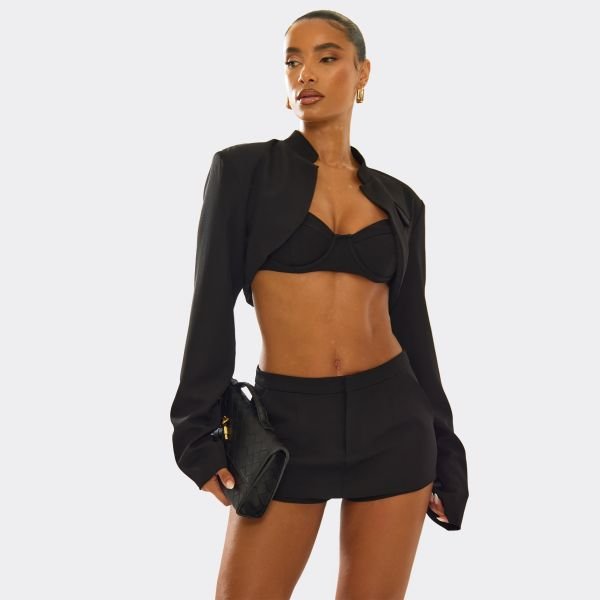 EGO Mid Rise Tailored Mini Skort In Black, Women's Size UK 8 - 2