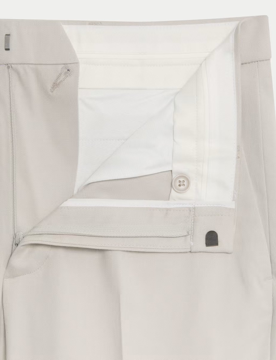 Marks & Spencer M&S Regular Fit Smart Stretch Trousers Light Grey - 2