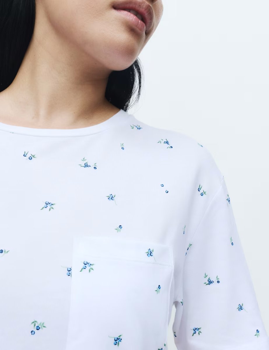 Marks & Spencer M&S Cotton Modal Printed Minishirt White Mix - 2