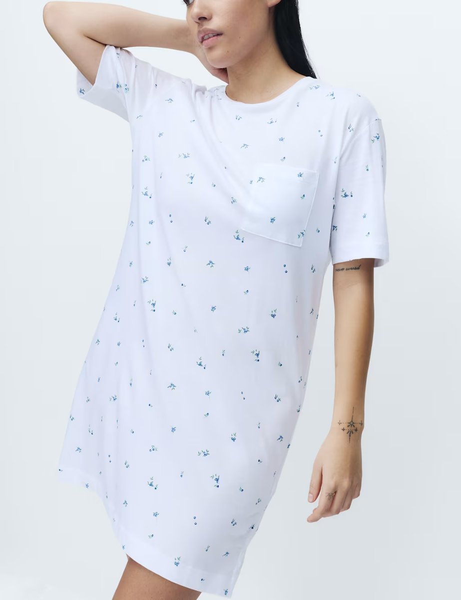 Marks & Spencer M&S Cotton Modal Printed Minishirt White Mix - 3