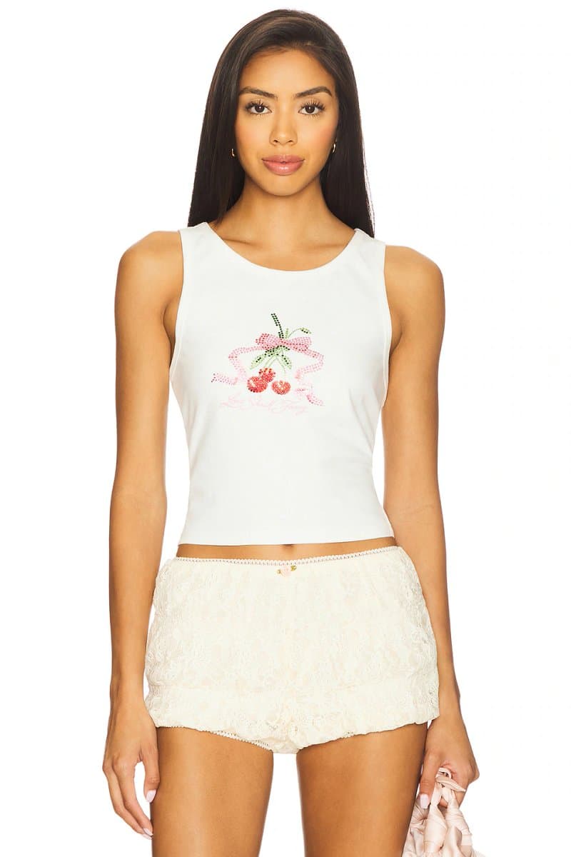 revolve LoveShackFancy Kaleen Tank with Embroidery in White