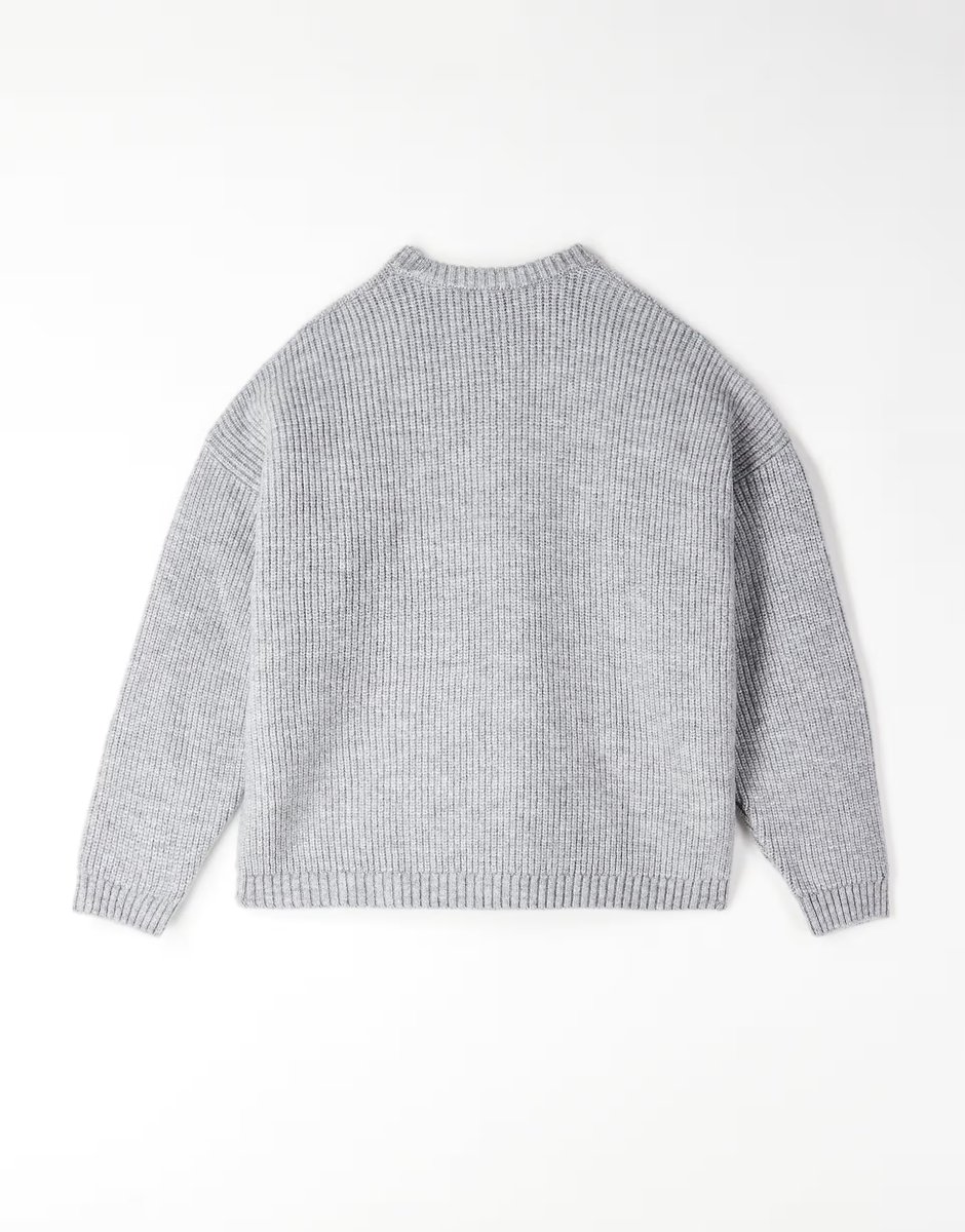 ASOS ASOS DESIGN super oversized boxy fit knitted fisherman rib jumper in grey - 2