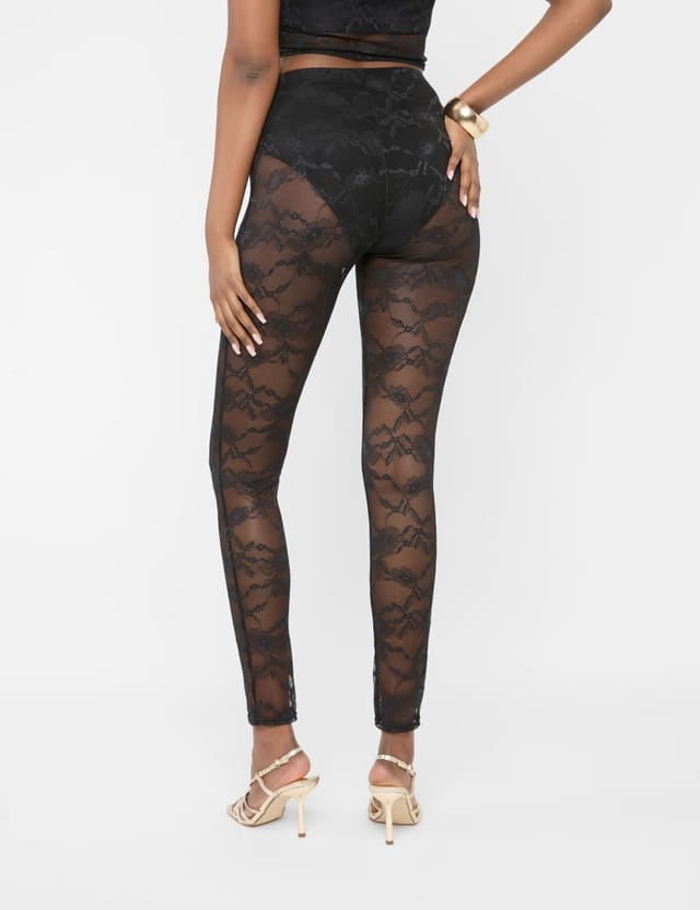 Public Desire Lace High Waist Leggings Black - 2