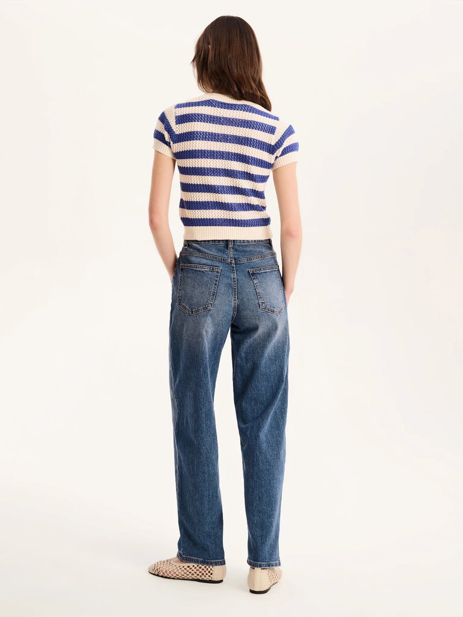 OMNES Lexi Stripe Crochet Jumper in Blue and Cream - 4