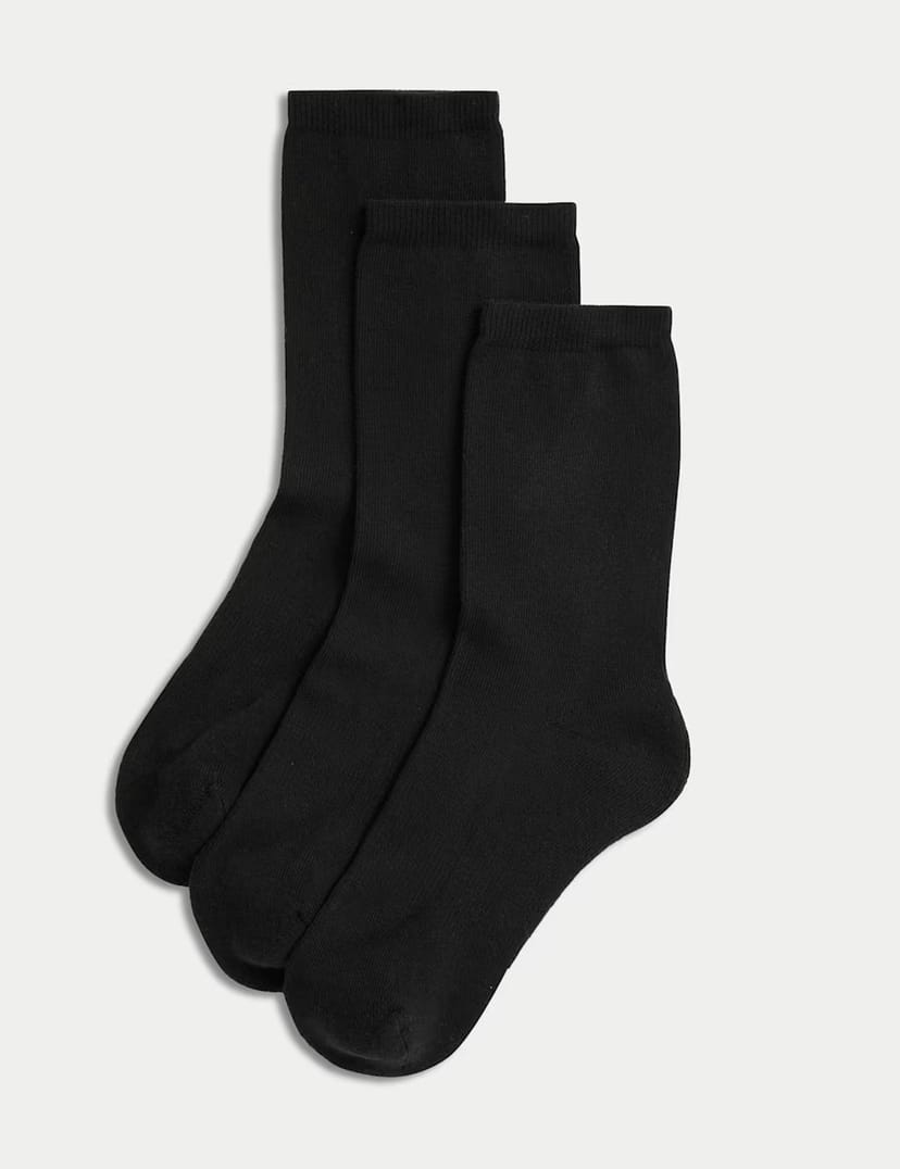 Marks & Spencer M&S 3pk Thermal Ankle High Socks Black - 1