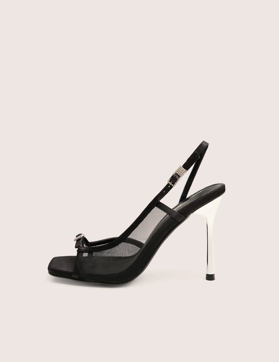 Public Desire Public Desire UK Strappy Square Toe Stiletto Heels in Black