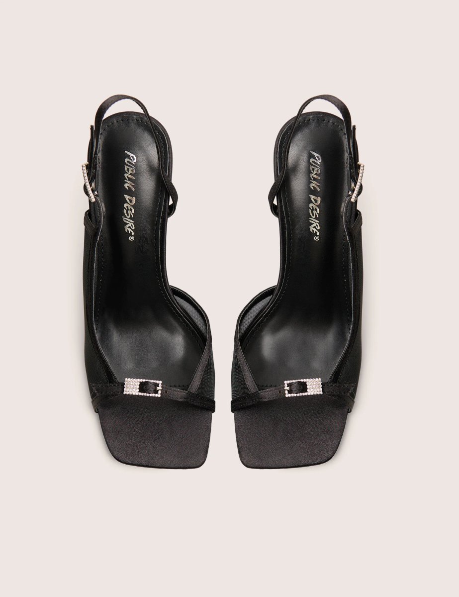 Public Desire Grattitude Black Strappy Square Toe Stiletto Heels - 4