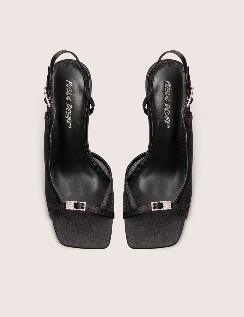 Public Desire Grattitude Black Strappy Square Toe Stiletto Heels - 4